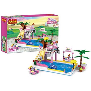 Đồ chơi lắp ráp cho bé gái - Lắp ráp công viên nước , hồ bơi , cầu tuột Cogo Dream Girls 4514