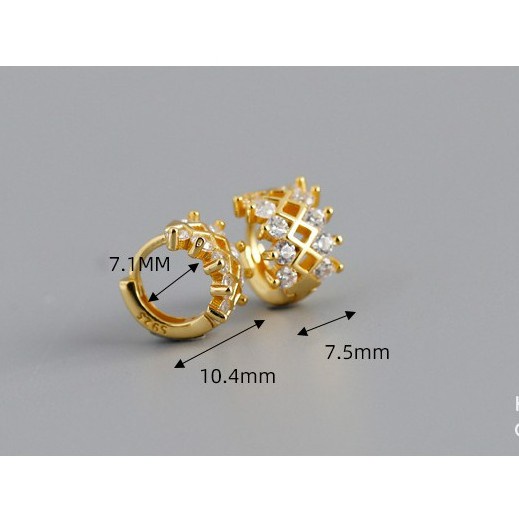 Khuyên tai tròn nam nữ bạc đá đan 2 màu xi bạch kim và vàng cá tính, độc đáo | HARMONY ACCESSORIES KN16