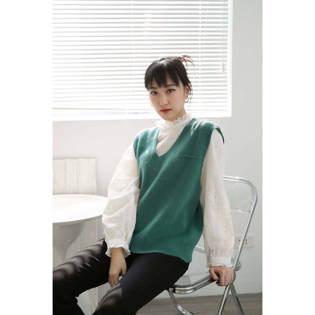 Áo len gile hoạ tiết trơn basic Pentagon [ Méo Shop ]