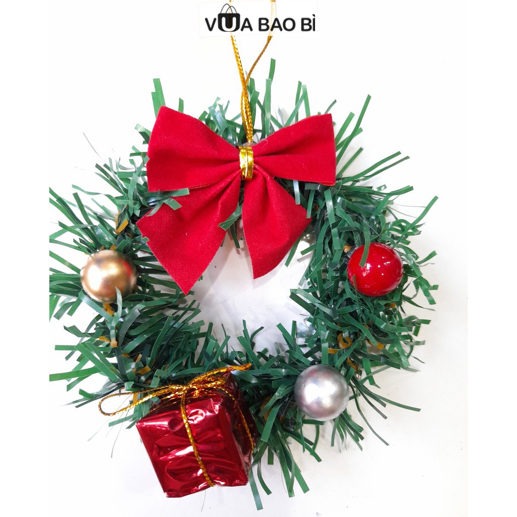 Vòng nguyệt quế noel mini-Vua Bao Bì, vòng nguyệt trang trí giáng sinh kèm đủ phụ kiện