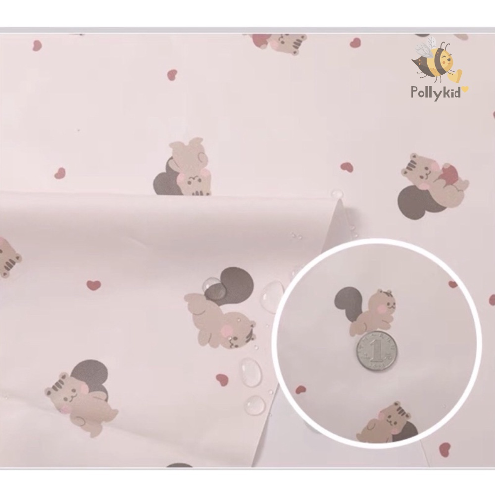 Thảm chống thấm thay tã bỉm cho bé hoạ tiết gấu nâu, hoa, sóc hồng, sư tử xanh 90x70cm Pollykid-SP104