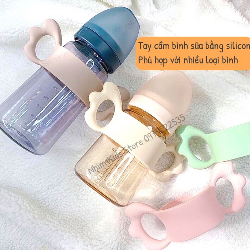 Tay cầm bình sữa silicon hình cánh tiên(phù hợp với nhiều bình: Moyuum, Grosmi, Pigeon, Lansinoh, Upis, K-Mom)