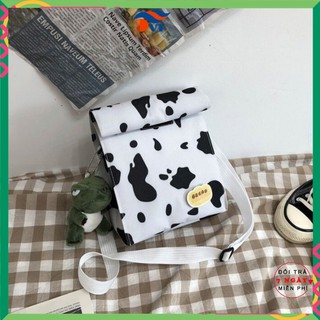 Túi đeo chéo nữ T10 họa tiết bò sữa, túi vải cao cấp, xinh xắn, tiện lợi, tặng kèm quà T11