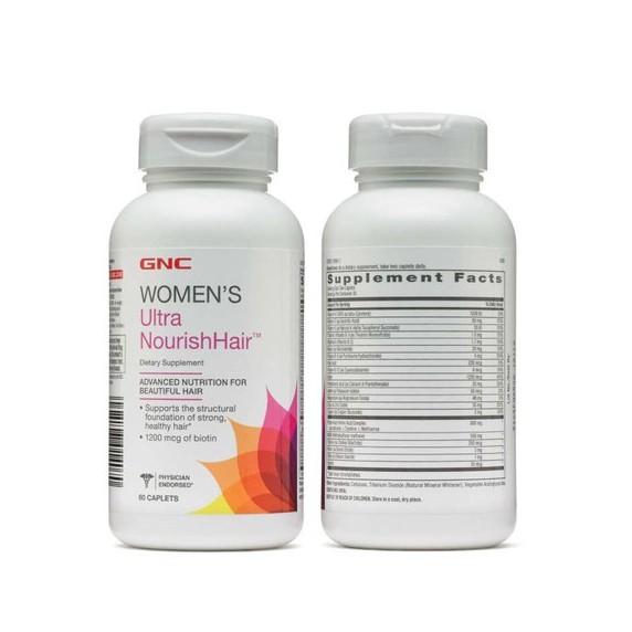 USA - GNC WOMEN'S ULTRA NOURISH HAIR 60 viên bổ sung vitamin, khoáng chất cho phụ nữ giúp hỗ trợ mọc tóc, móng chắc khỏe