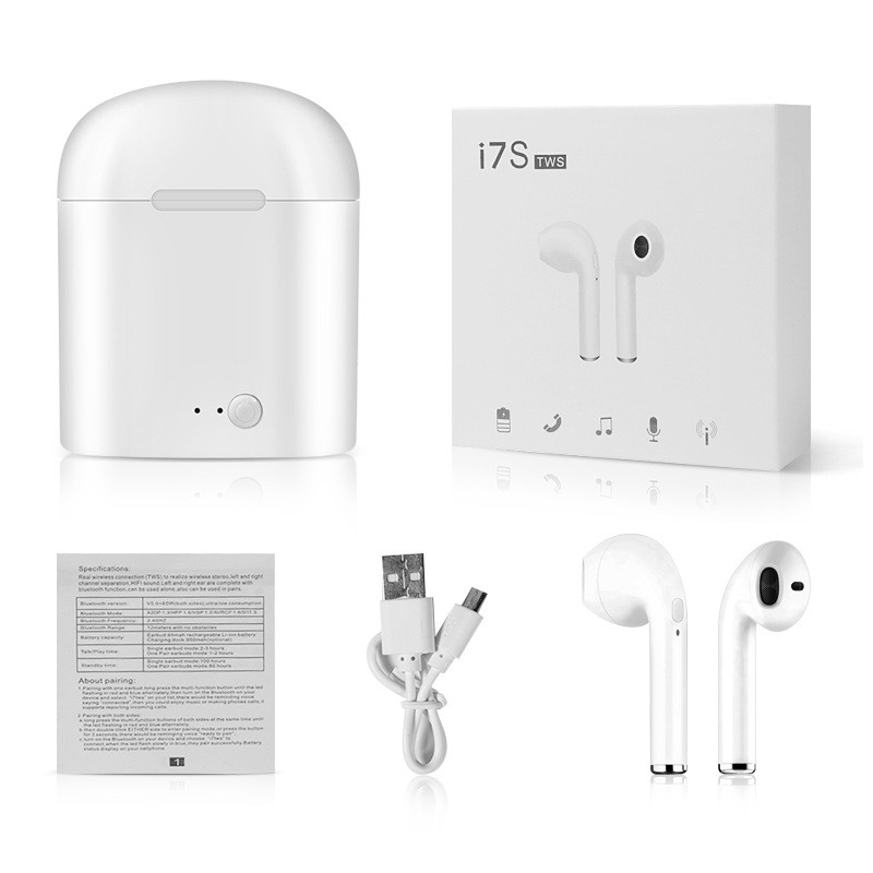 Tai nghe bluetooth không dây nhét tai mini i7s TWS kiểu dáng thể thao kèm hộp sạc dành cho Apple Android