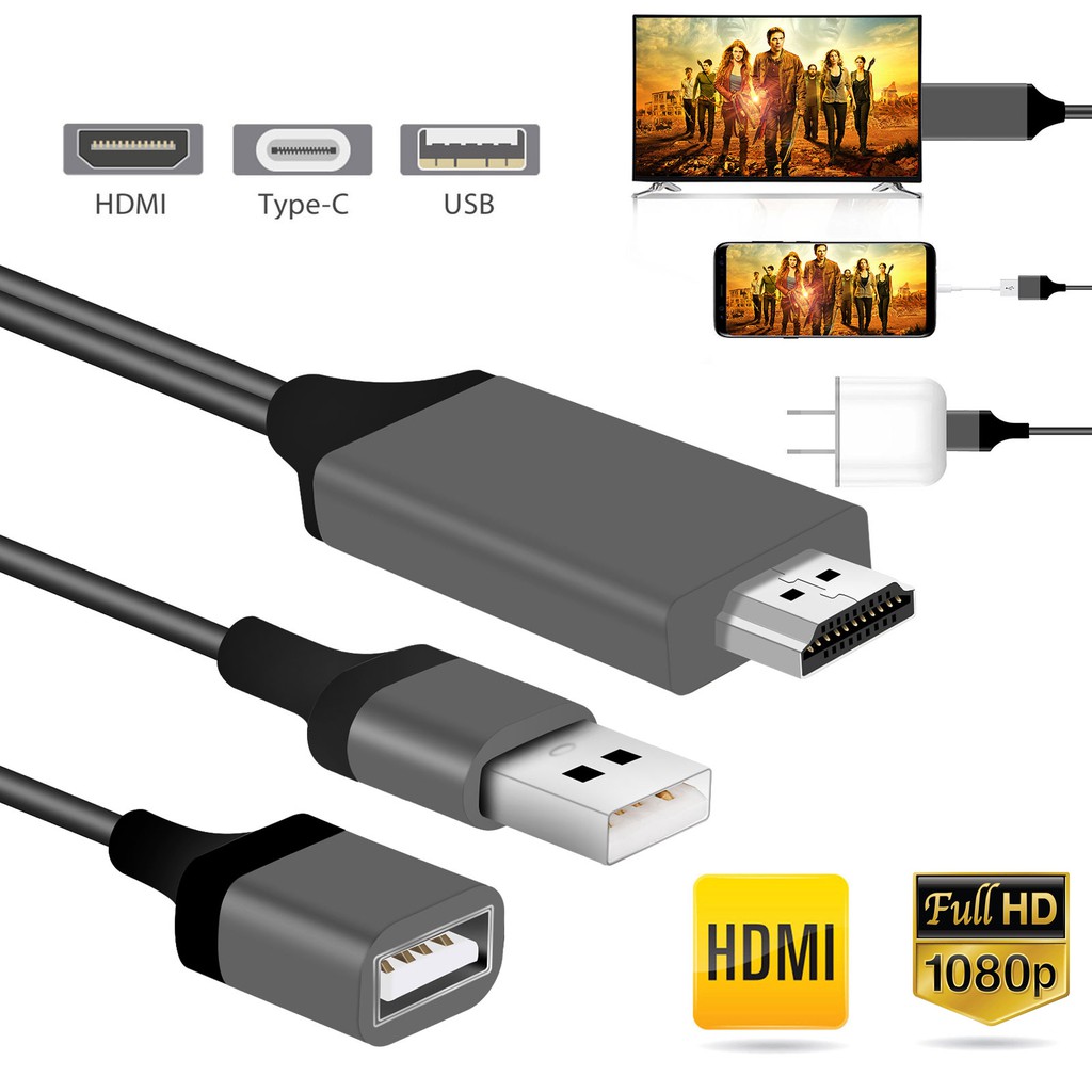 Dây HDMI Kết Nối Các Dòng Điện Thoại Với Tivi - Dùng Cho Samsung, Xiaomi, Oppo, Huawei, Vsmart, Iphone