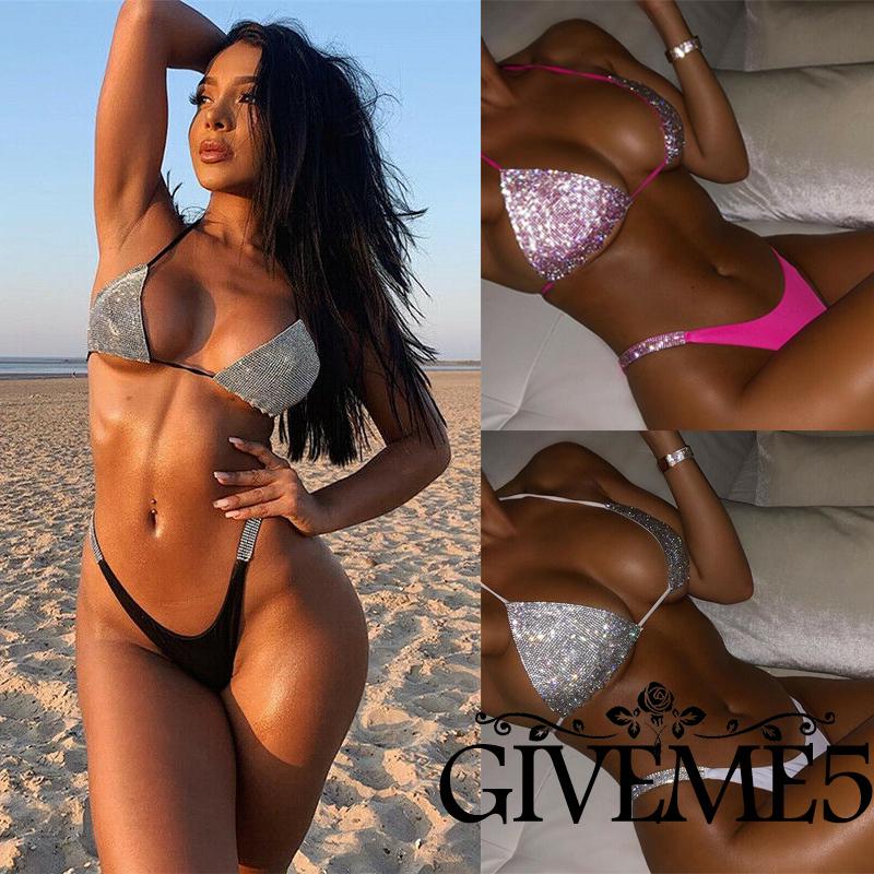 Bộ Bikini Hai Mảnh Đính Đá Gợi Cảm Dành Cho Nữ