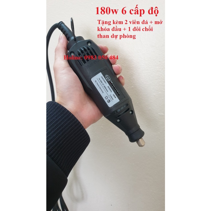 Máy khoan cắt mài mini 180w siêu bền tặng kèm 2 viên đá mài mini và 1 đôi chổi than