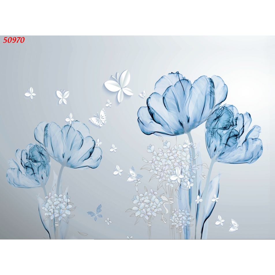 Tranh dán tường 3d trang trí phòng khách Hoa 3D nhẹ nhàng