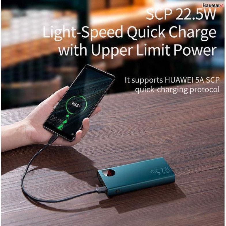 Sạc dự phòng Baseus Adaman Metal Digital Display Quick Charge, sạc nhanh 22.5W (QC3.0/ PD3.0) chính hãng BH 12 tháng