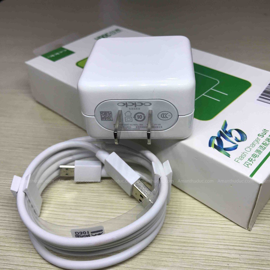 Bộ Sạc Nhanh VOOC OPPO 20W - Củ Sạc Nhanh Kèm Dây Cáp Sạc 4A Micro USB, Type C Cho OPPO Realme, Reno, F11 Pro
