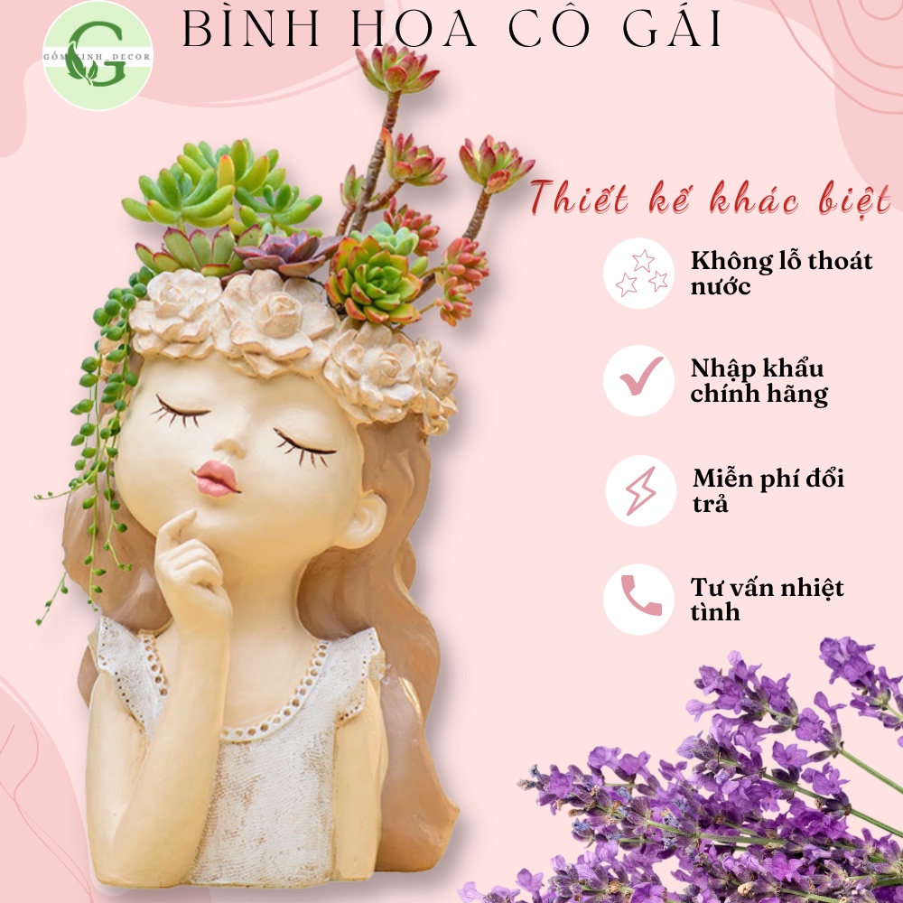 Bình hoa cô gái Gốm Xinh Decor Lọ trang trí xinh xắn