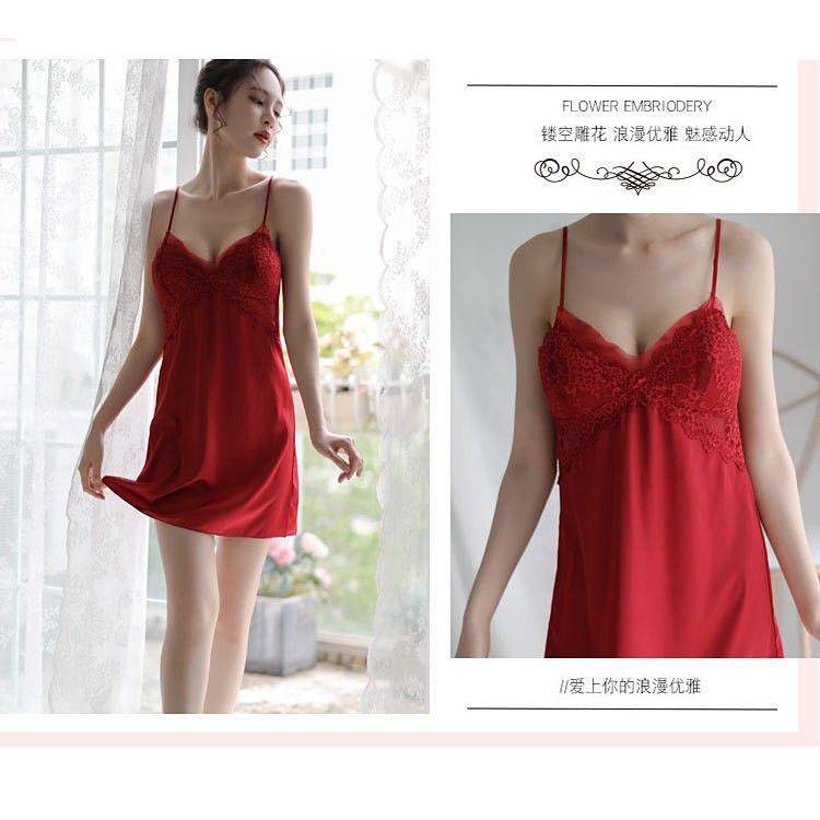 đồ ngủ Hai Dây Cổ Chữ V Phối Ren Thời Trang Mùa Hè Quyến Rũ Cho Nữ | BigBuy360 - bigbuy360.vn