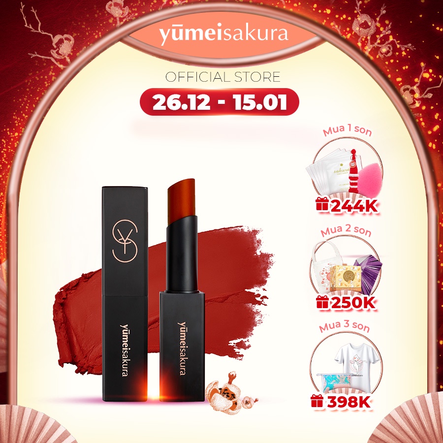 Son Lì Yumeisakura Matte Revolution Màu Đỏ Gạch YMS11 3.5gr