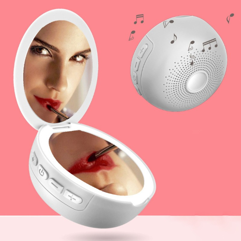 [yxa] Creative Wireless Bluetooth Speaker Makeup Mirror with LED Fill Light Portable Outdoor Travel Beauty Makeup Mirror