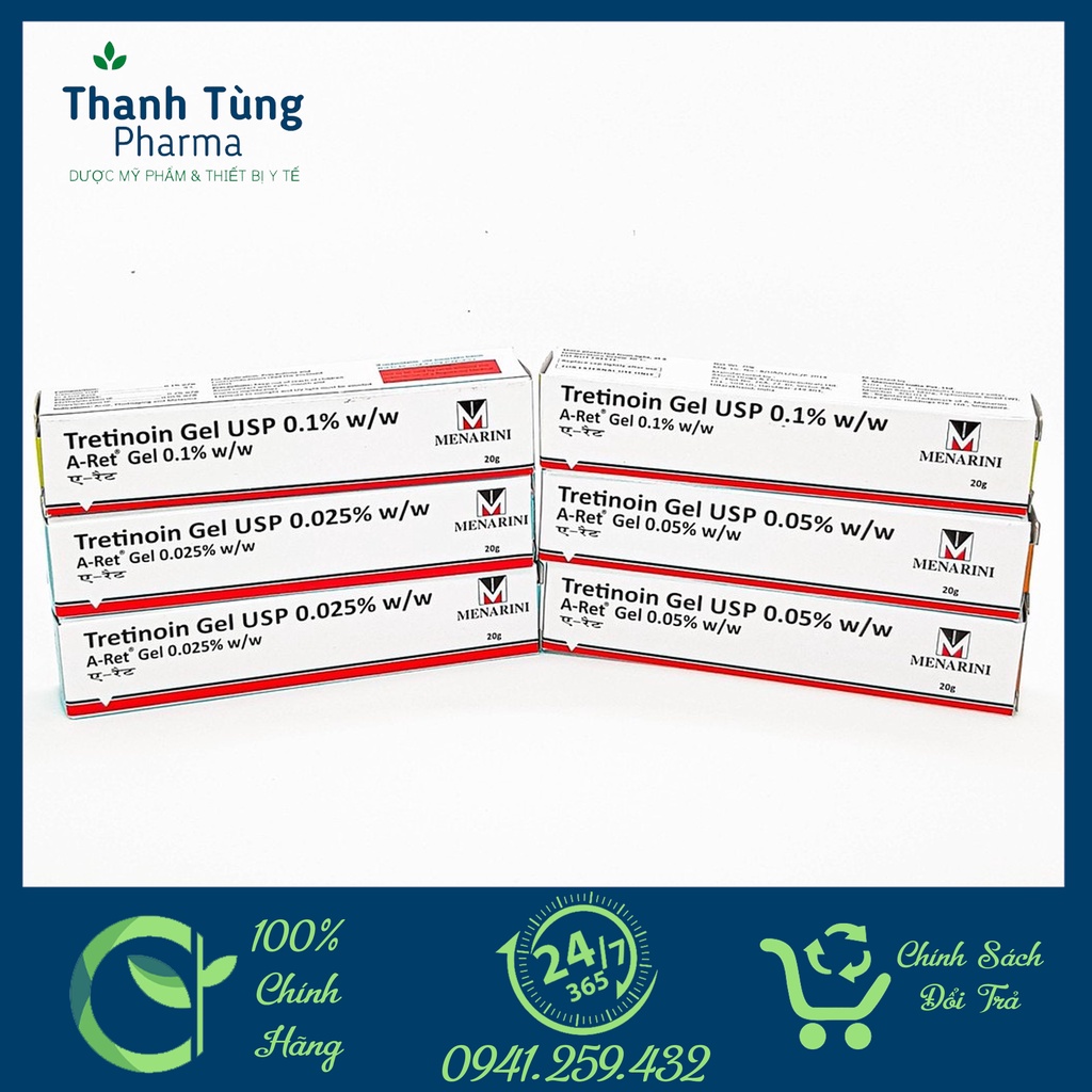Tretinoin aret ⚜️ DATE MỚI ⚜️ Tretinoin Gel USP Aret - Giảm mụn, mờ thâm nám, chống lão hóa ( Tre gel usp A-Ret Ấn)