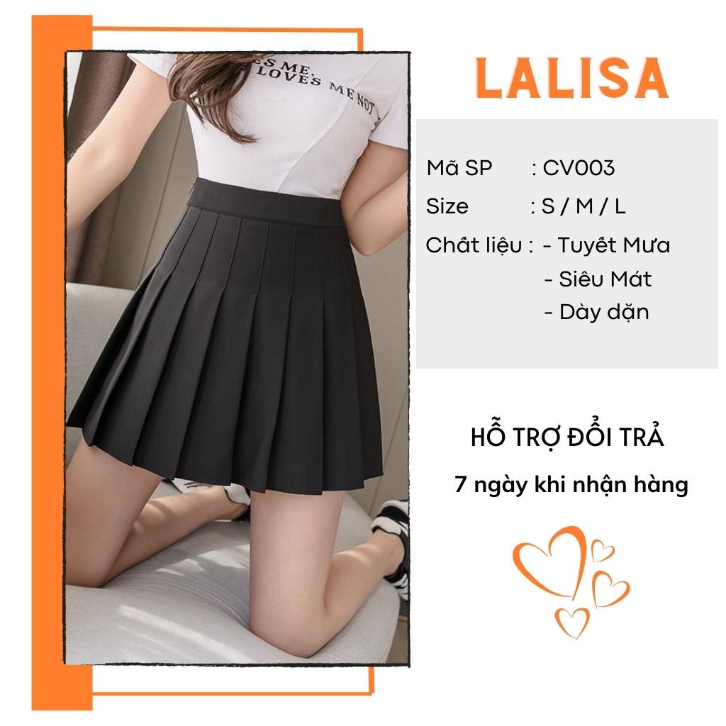 Chân Váy Tennis Xếp Ly Trắng Đen LALISA Chân Váy Chữ A Lưng Cao Dáng Ngắn Xòe Phong Cách Công Sở CV003