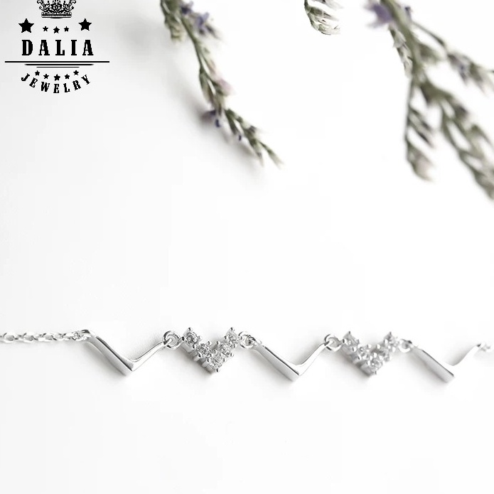 Lắc tay bạc nữ cao cấp DaLiA Jewelry lắc tay bạc thật hình nhịp tim cá tính không gỉ