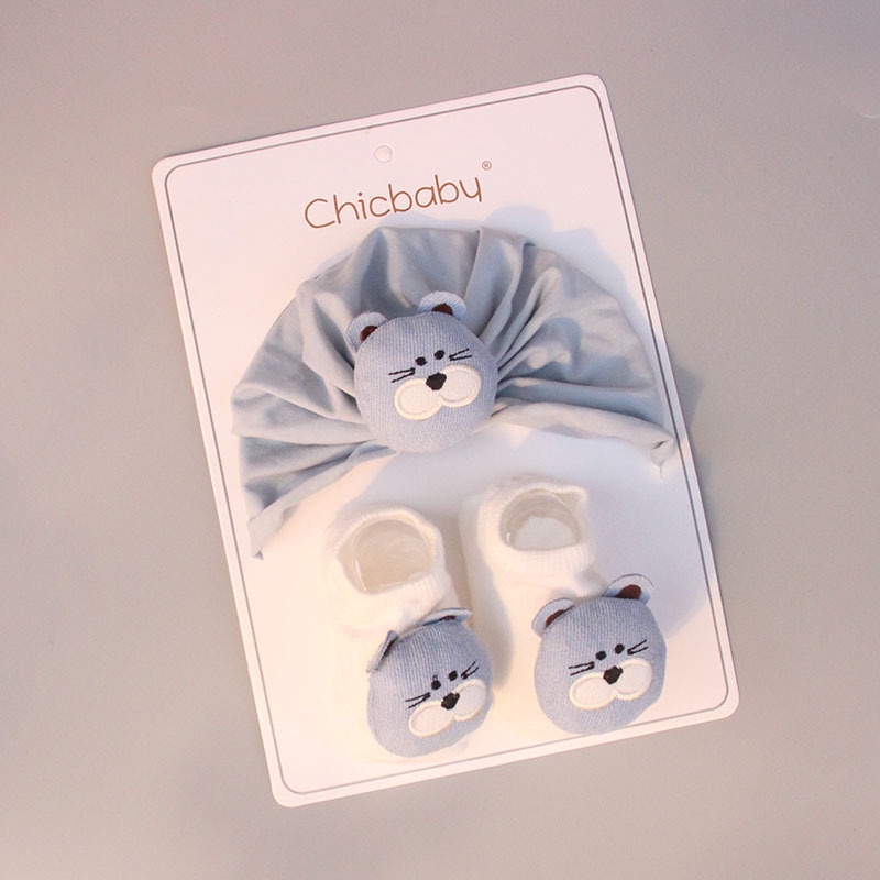 Set 2 Món Gồm Vớ Và Băng Đô Hình Gấu Hoạt Hình Dễ Thương Cho Bé Sơ Sinh
