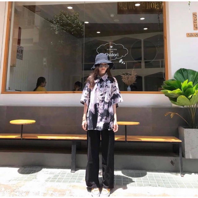 Áo Sơ Mi From Rộng Loang Đen Big Size (Sơ Mi Cộc Tay Uzllang Nam Nữ Unisex Cá Tính).