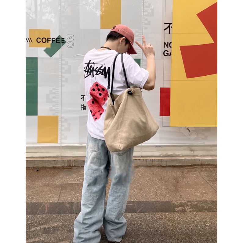 Áo Thun Stussy In hình Xúc Xắc Đen Trắng Cotton 100%. Áo phông STUSSY FUZZY DICE BLACK/WHITE