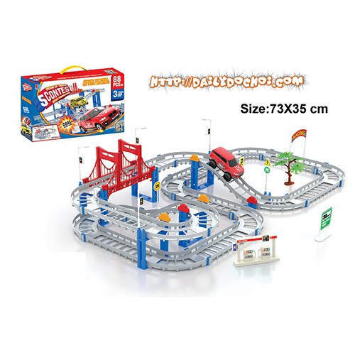 Bộ lắp ráp mô hình đường ray ô tô dài 70cm có kèm 1 ô tô chạy pin