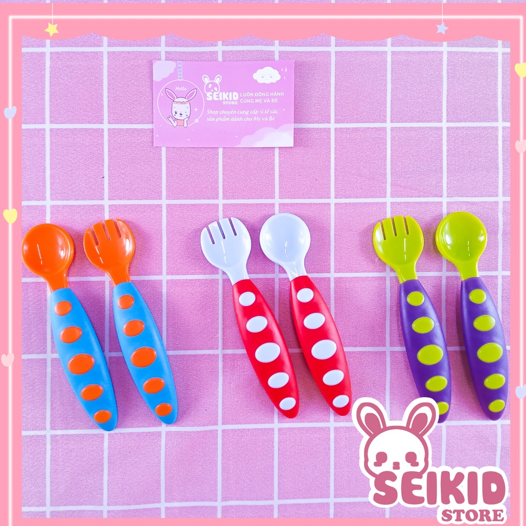 Sét 2 Thìa Cánh Cam Ăn Dặm Cho Bé Chịu Nhiệt XInh Xăn Cho Bé Yêu Seikid ( Có Hộp ) D11