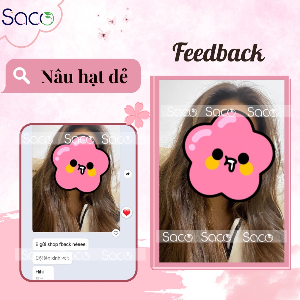 Thuốc nhuộm tóc organic Saco màu Nâu Hạt Dẻ lên màu từ nền đen, không cần tẩy hay nâng tone chai 400ml