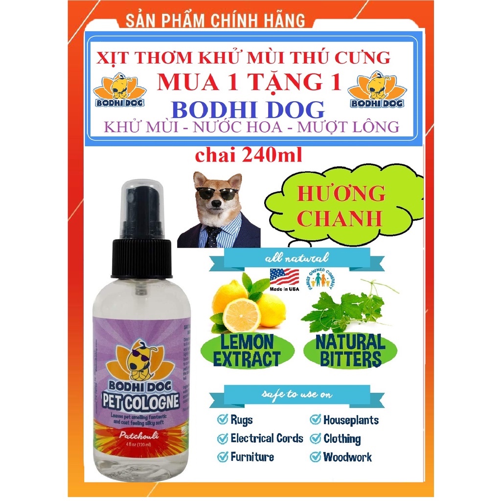 Xịt khử mùi chó mèo, Áo cho chó, Chuồng quây chó mèo, áo cho mèo, cát mèo, balo mèo, quần áo cho chó - Hương Chanh