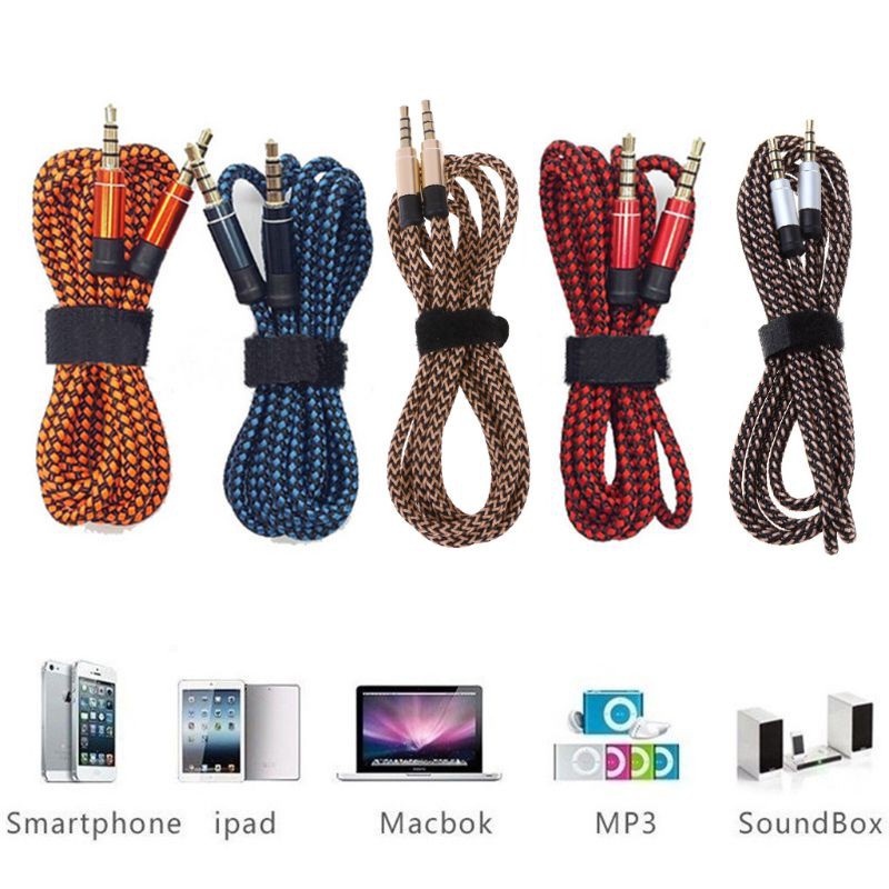 Dây cáp nối đầu jack 3.5mm qua âm thanh nổi AUX cho xe hơi 1.5m / 3m