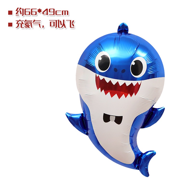 Bong Bóng Phim Nhôm Hình Gia Đình Cá Mập Hoạt Hình Trang Trí Tiệc