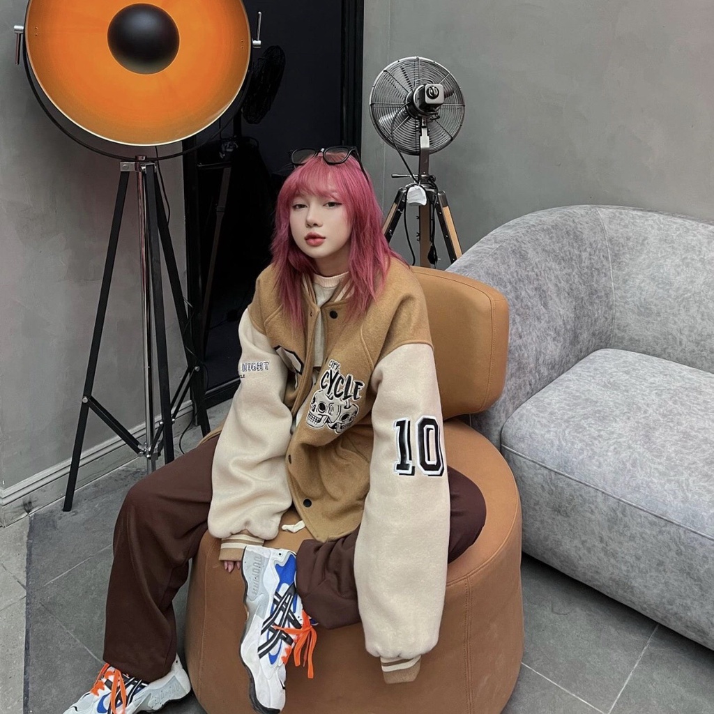 Áo khoác bomber nam,nữ varsity jacket DOFN Jiang Store - Áo khoác bóng chày unisex form rộng cao cấp