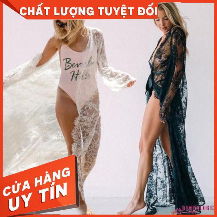 Áo khoác voan dáng dài mặc ngoài bikini phong cách boho thời trang quyến rũ cho nữ - Hàng nhập khẩu