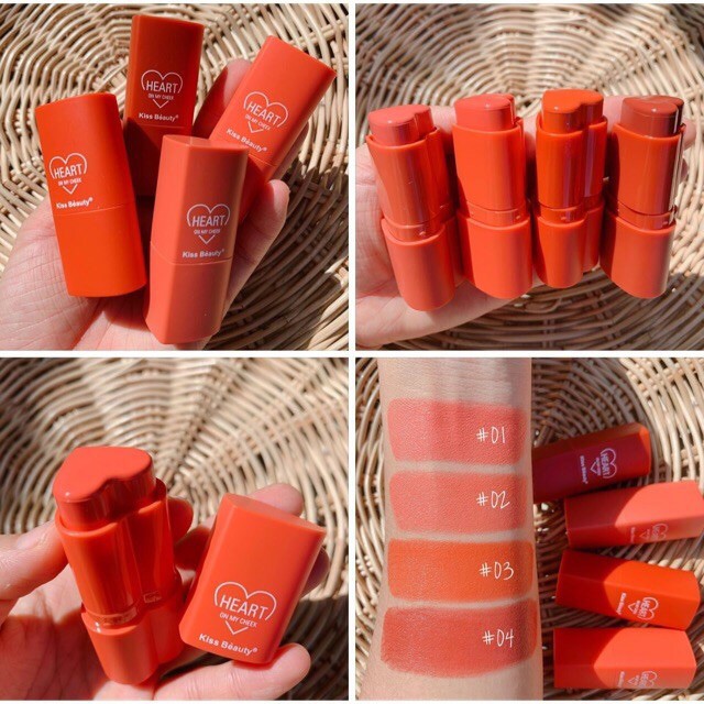 [HOT DEAL] Phấn má hồng dạng thỏi Kiss Beauty, má hồng hình trái tim Hot Trend nhiều tone màu xinh xắn | BigBuy360 - bigbuy360.vn
