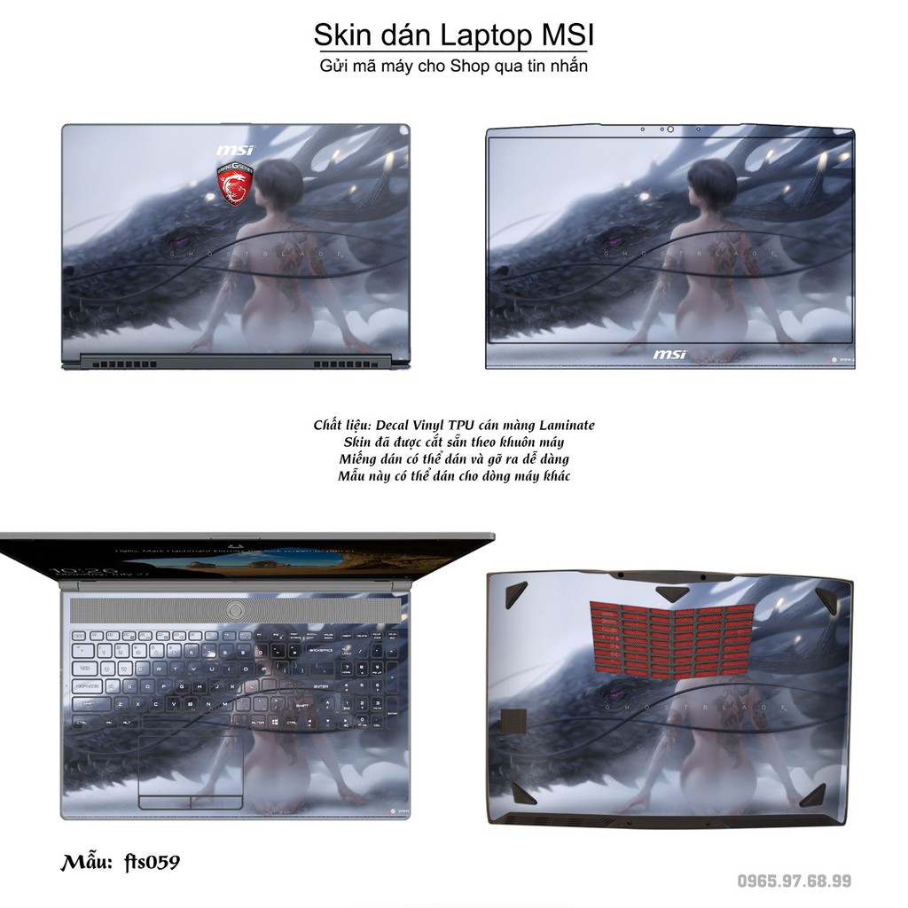 Skin dán Laptop MSI in hình Fantasy nhiều mẫu 6 (inbox mã máy cho Shop)