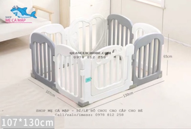 Quây Cũi Nhựa Bambi Kids Trắng Ghi Cao Cấp, Cũi Nhựa HDPE Không Mùi An Toàn Tuyệt Đối Cho Bé