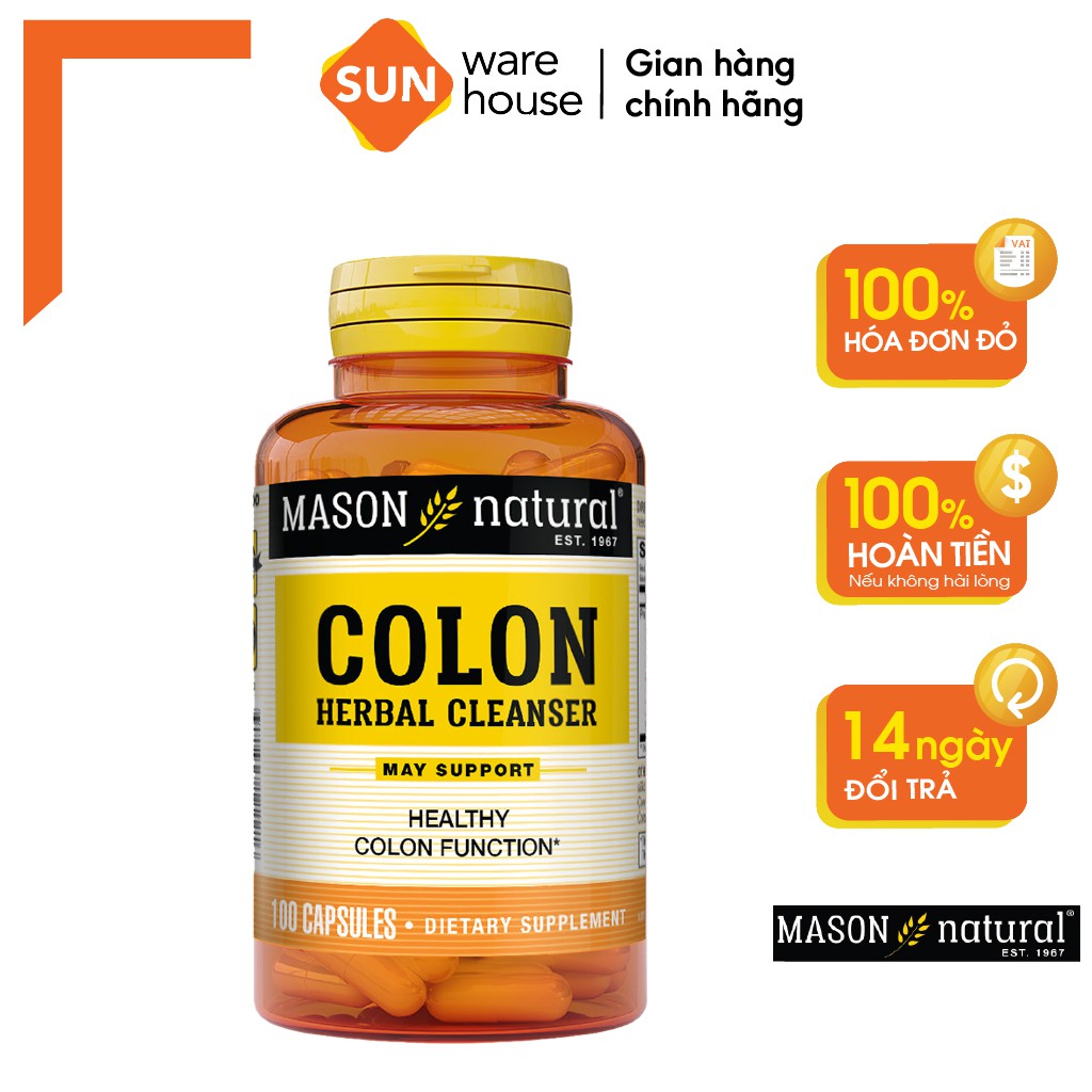 Viên Uống Hỗ Trợ Chức Năng Đại Tràng MASON NATURAL Colon Herbal Cleanser 100 Viên