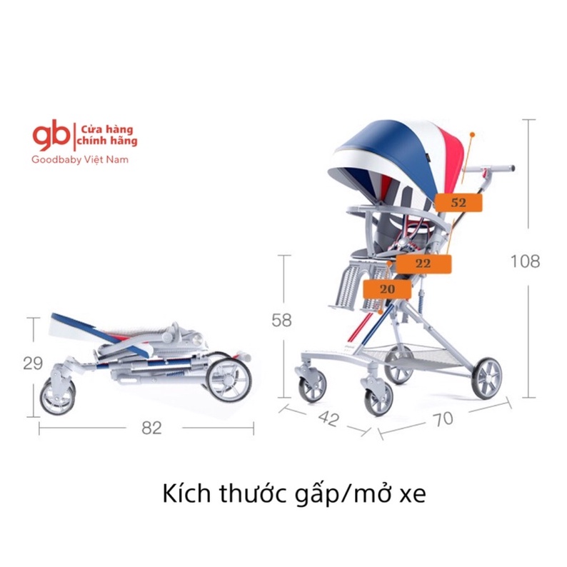 Xe đẩy cho bé gấp gọn du lịch X5 Playkids mới ra mắt