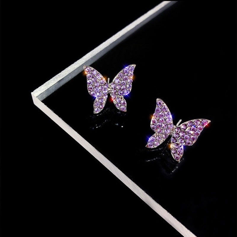 Bông Tai Dáng Dài Phối Tua Rua Hình Bướm Dễ Thương Phong Cách Hàn Quốc Cho Nữ