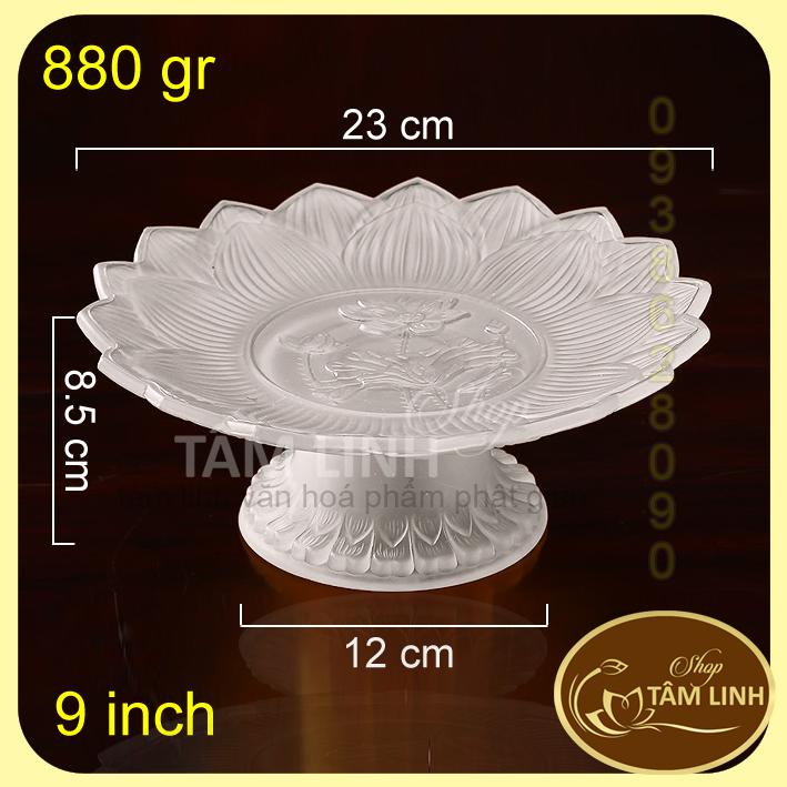 [Có sẵn] Đĩa Trái Cây Thờ Cúng Lưu Ly Trắng hàng đẹp hoa văn nổi trên sản phẩm