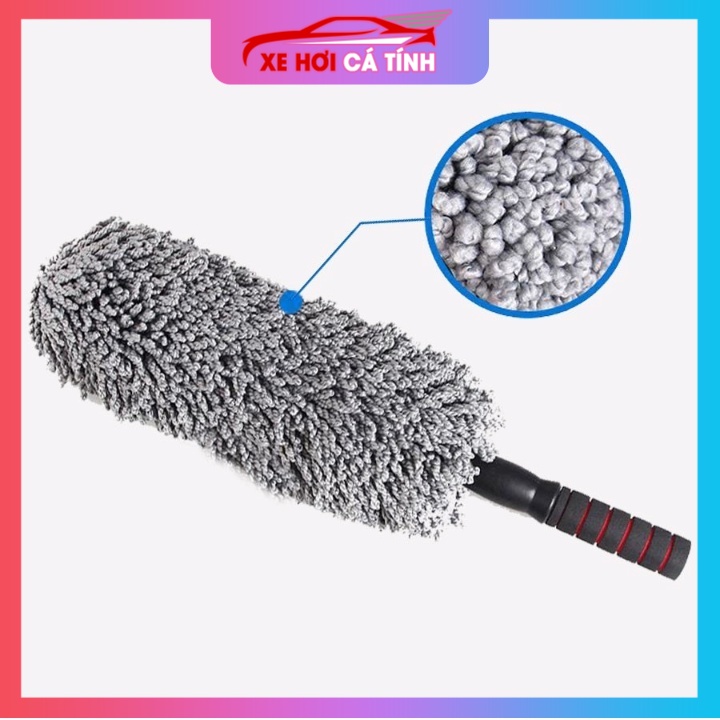 Phụ kiện ô tô Cây Chổi Lau Bụi Bằng Sợi Dầu, Cán Dài Kim Loại Co Rút Được; Rửa Xe, Dọn Nội Thất Cho Xe Hơi, Xe otô, Xe T