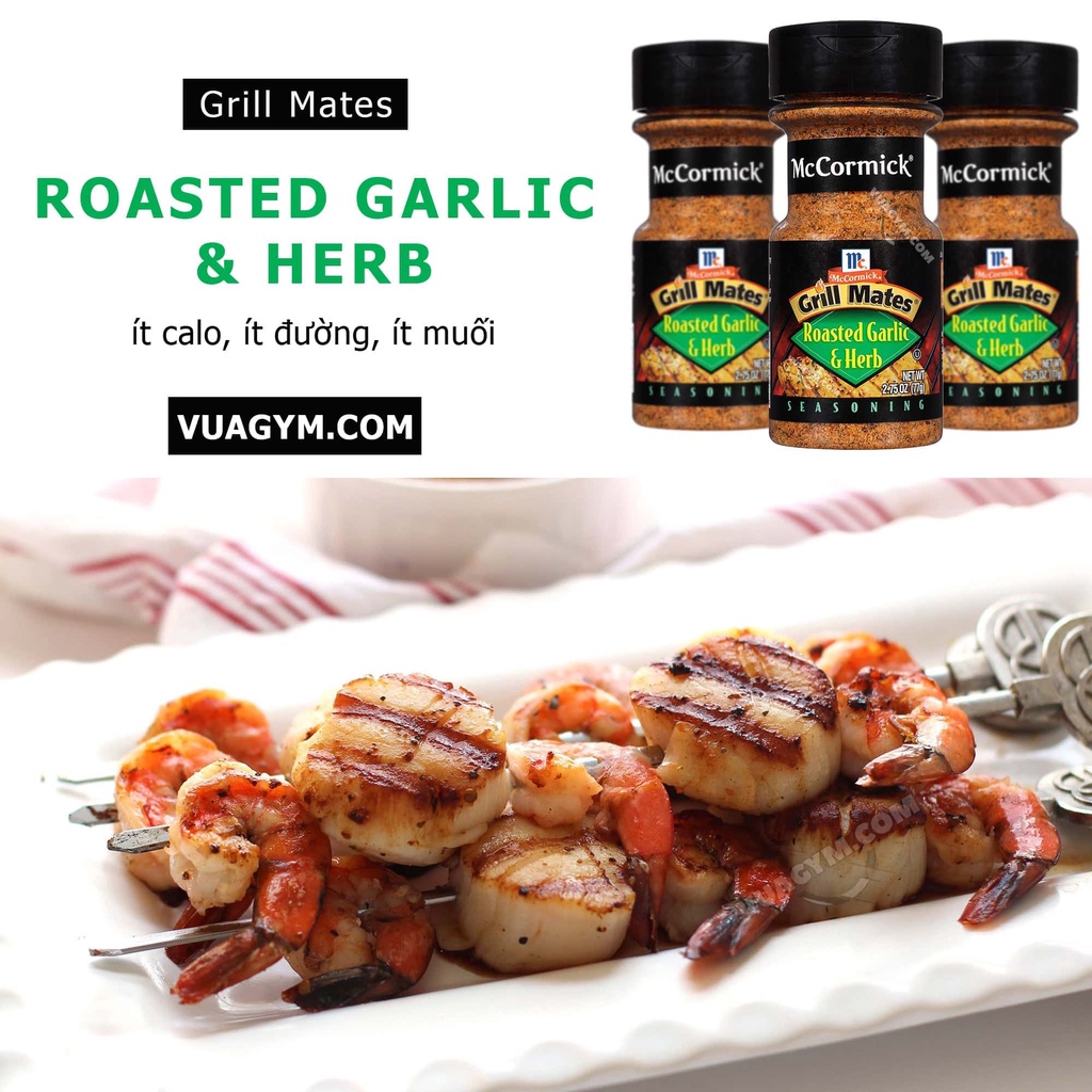 Gia vị ăn kiêng McCormick Grill Mates Roasted Garlic &amp; Herb 77g (2.75 oz)