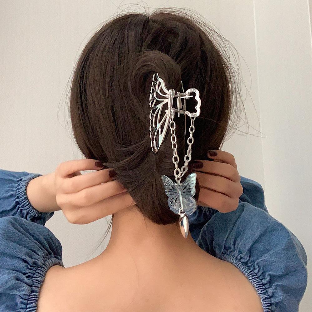 Kẹp Càng Cua Hình Chữ Nhật / Bướm / Trái Tim Phối Tua Rua Thời Trang Cho Nữ