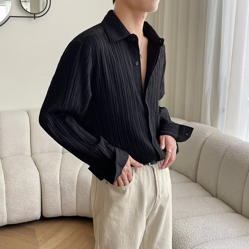 Áo Sơ Mi Tay Nam Dài Màu Trơn Dáng Rộng Phong Cách Hàn Quốc Thời Trang Cho simple fashion áo nam đẹp áo nam form rộng Sọc áo sơ mi nam dài tay bigsize