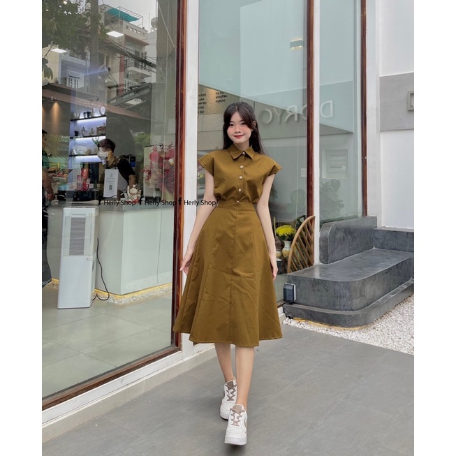 SET ÁO TAY DƠI CHÂN VÁY MIDI