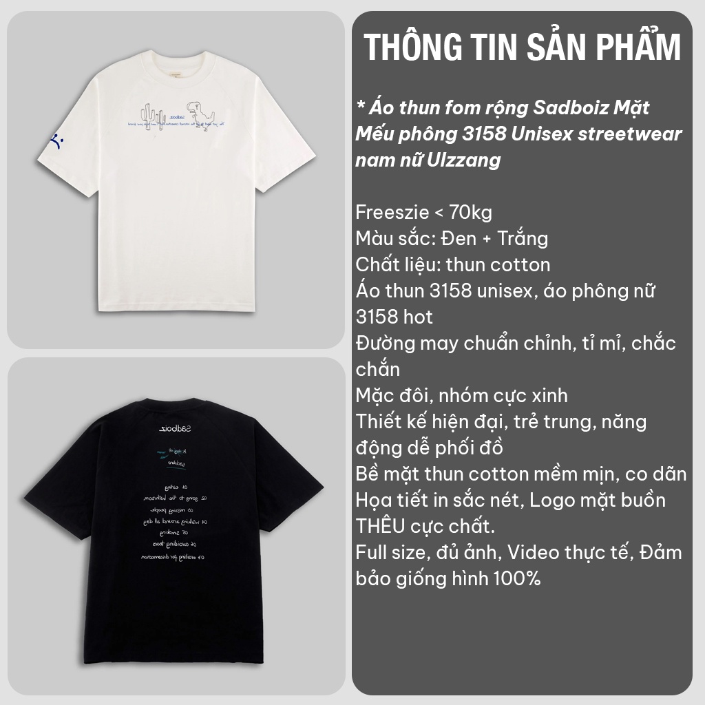 Áo thun tay lỡ fom rộng Chữ Mặt Mếu Sadboiz phông 3158 Unisex streetwear nam nữ Ulzzang - CUTEZOO