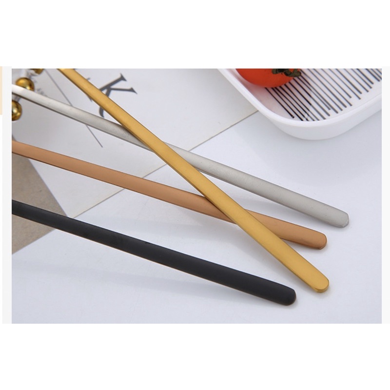 Thìa muỗng cà phê sinh tố inox 304 nhiều màu cán dài