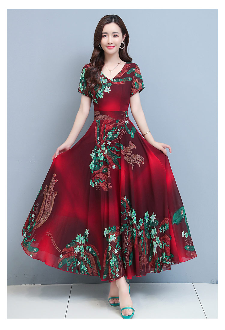 Đầm Nữ Dài Tay Cổ Chữ V In Hoa Thời Trang 2021 | BigBuy360 - bigbuy360.vn