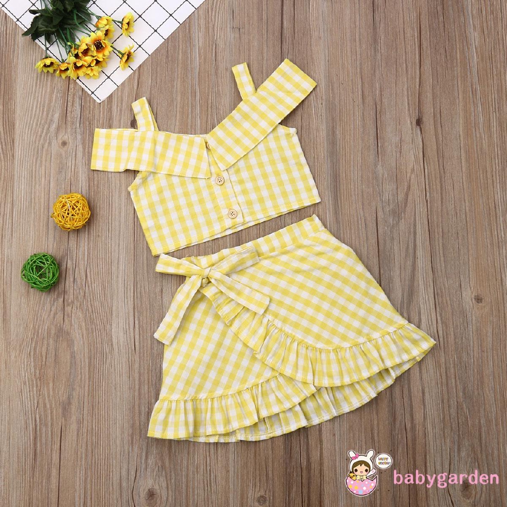 Set áo hai dây + chân váy xòe dễ thương cho bé gái