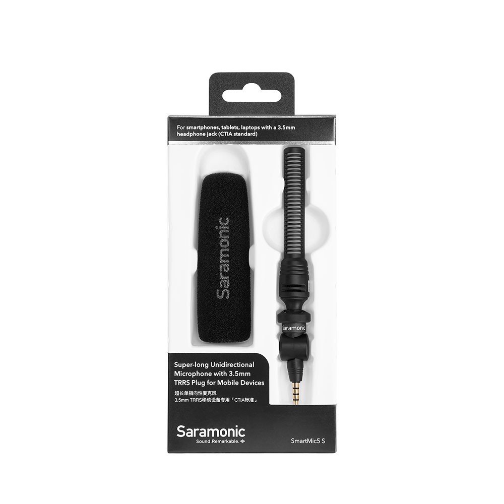 Micro Thu Âm Saramonic Smartmic5 S- Gắn Trực Tiếp Vào Điện Thoại, Laptop Bằng Jack TRRS 3.5mm- Bảo Hành Chính Hãng